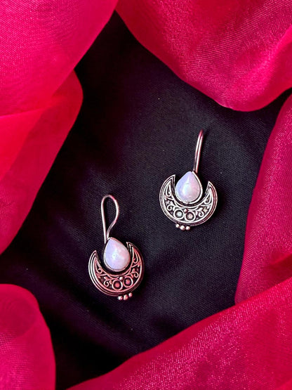 Monalisa Stone Oxidized Chandbali Earring