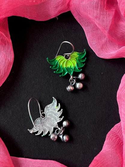 Hand Painted Oxidized Floral Ghunghroo Earring