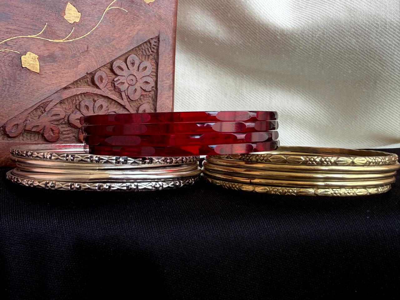 Acrylic Jelly Bangles with Metal Bangles set