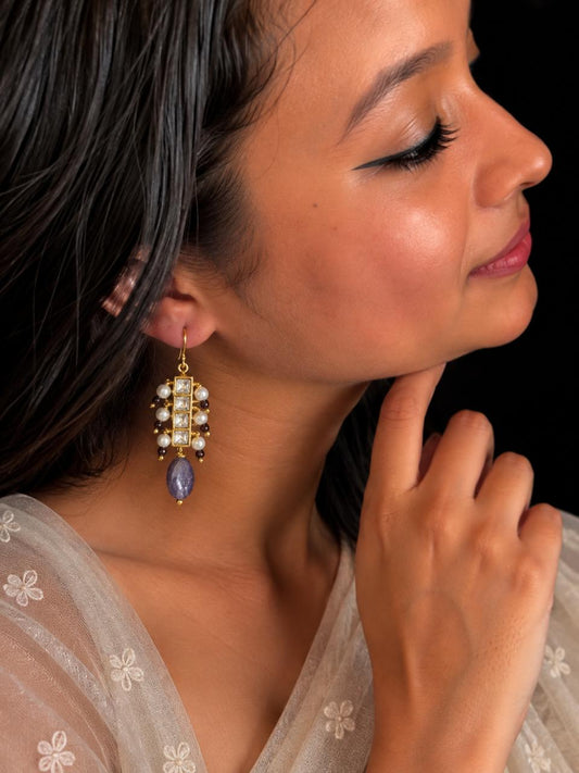 Pachi Kundan Stone Beaded Earring