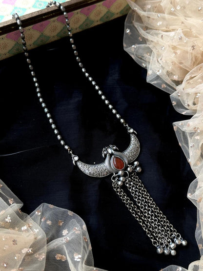Monalisa Stone Oxidized Long Necklace