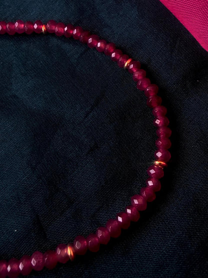Stone Beads Golden Ring Single Layer Mala