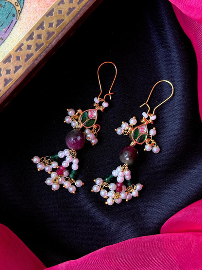 Pachi Kundan Stone Beads Beaded Earring