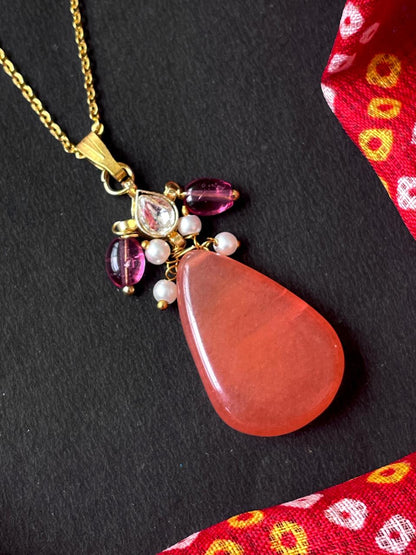 Pachi Kundan with Stone Chain Pendant Necklace