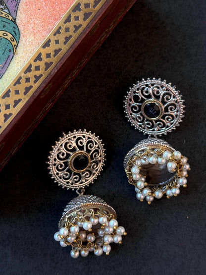 Dual Tone Ethnic Jhumki Earring