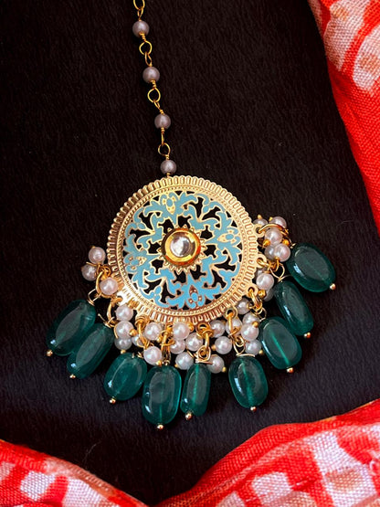 Stone Bead Meenakari Mangtika