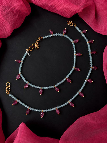 Stone Beads and Monalisa Beaded Anklet