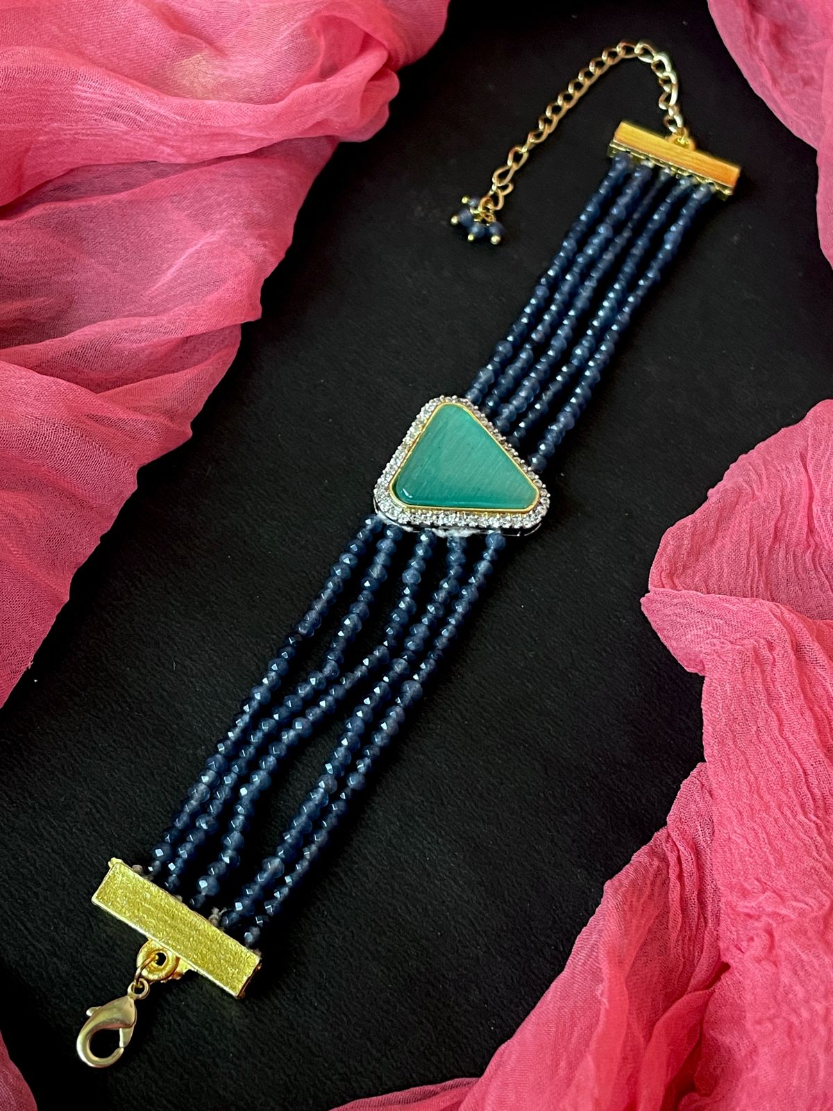 AD with Monalisa Stone Glass Beaded Bracelet