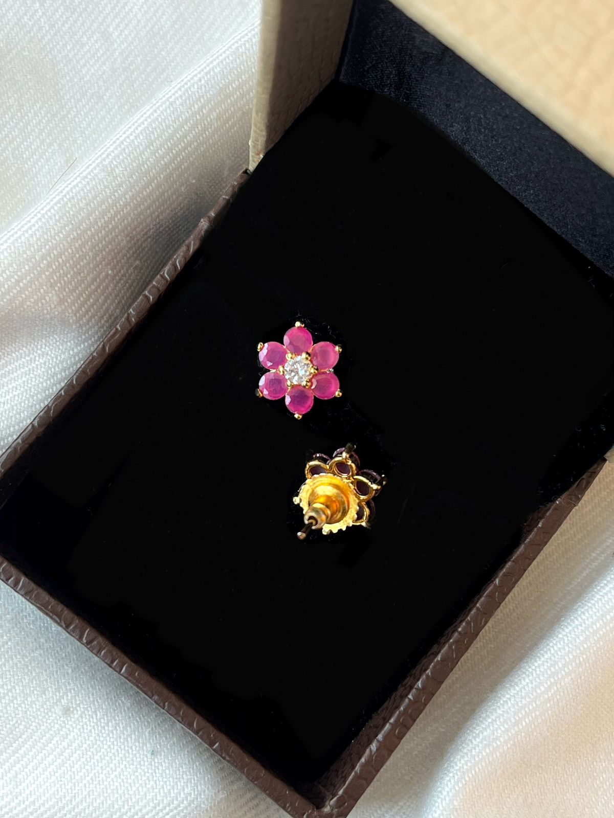 AD with Pink Stone Partywear Earring