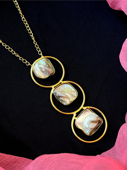 Shell Pearl Necklace with Earring Set