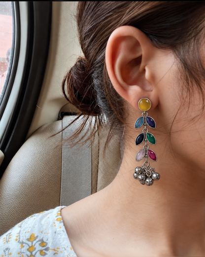 Monalisa Stone Silver Replica Partywear Earring