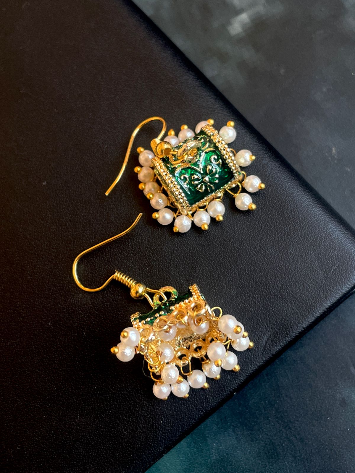 Meenakari Box and Jhumki set of 2 pairs