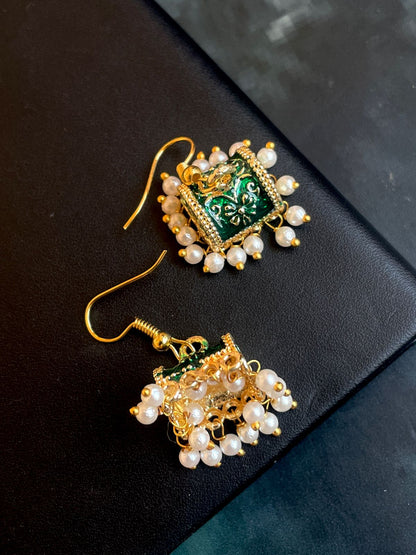 Meenakari Box and Jhumki set of 2 pairs