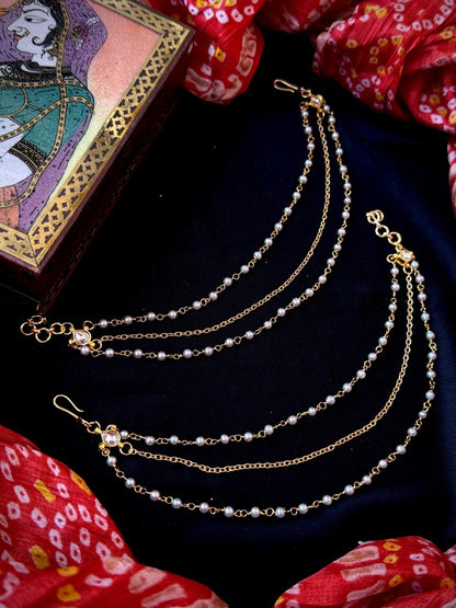 Ethnic Beaded in chain with Pachi Kundan Ear Chain