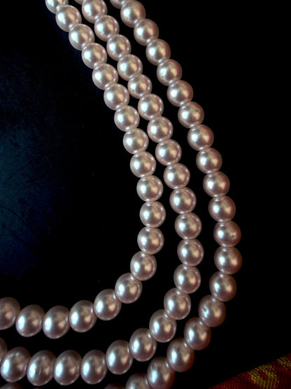 Shell Pearl Three Layered Mala with Earring set