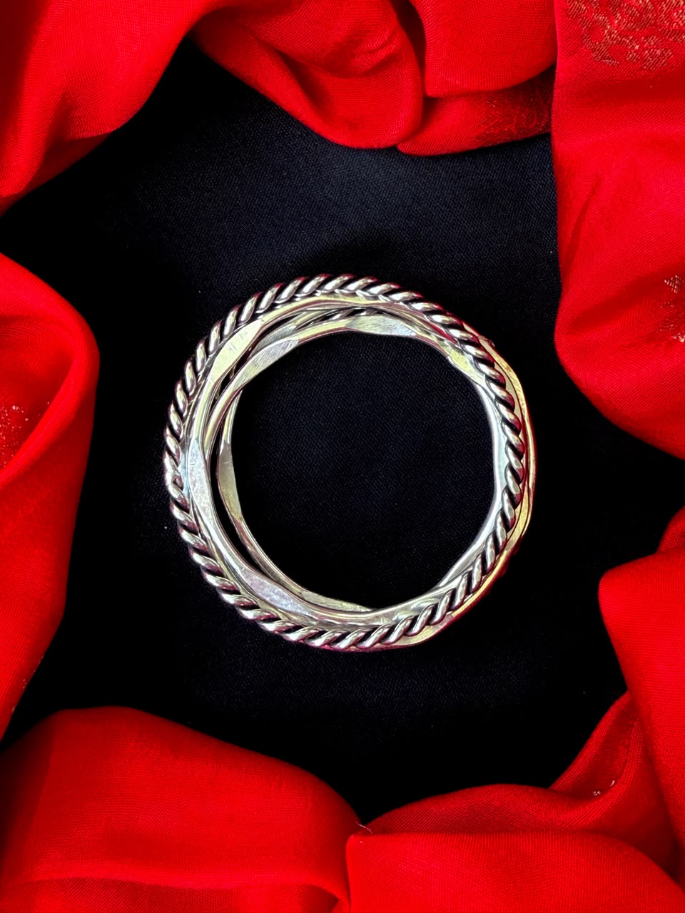 Oxidized Silver Replica Bangle set