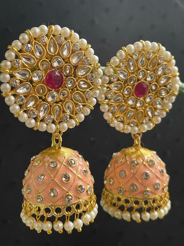 Meenakari Dome Shape Jhumka Earring