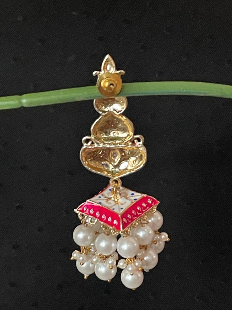 Meenakari Hand Painted Pearl Drop Earring