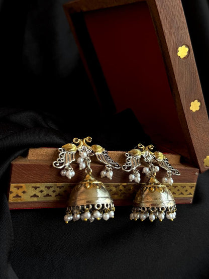 Dual Tone Peacock Earring