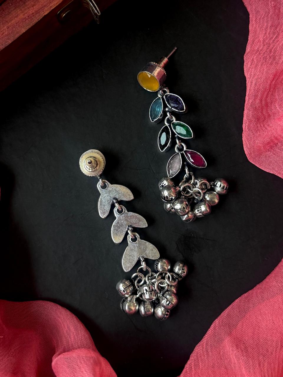 Monalisa Stone Silver Replica Partywear Earring