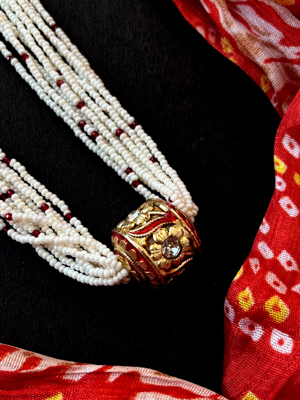 Meenakari Pendant Multi colour Beaded Mala Necklace