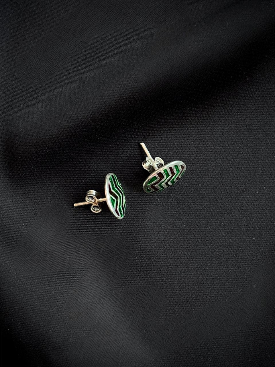 Meenakari Geometrical 92.5 Silver Stud Earring