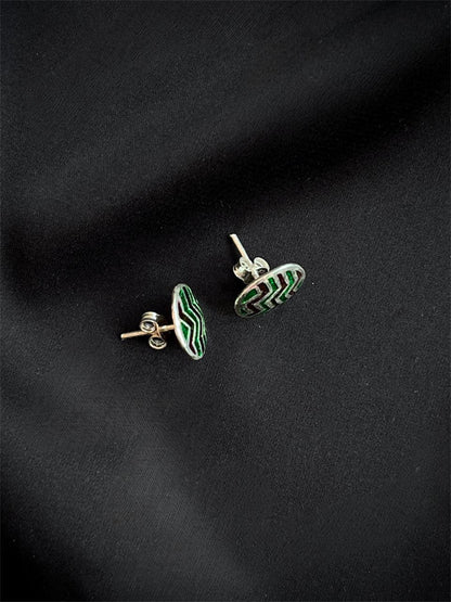 Meenakari Geometrical 92.5 Silver Stud Earring
