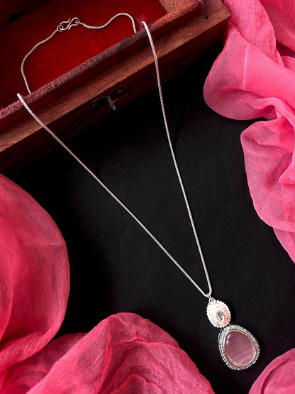 AD with Monalisa Stone Meenakari Pendant Chain Necklace