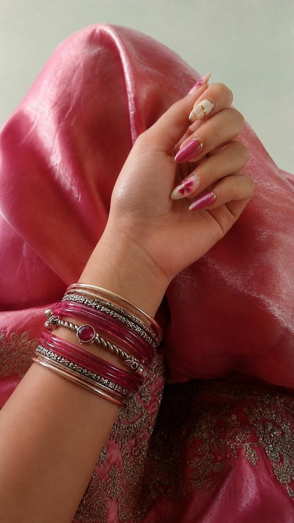 Acrylic Bangles with Metal Bangles set