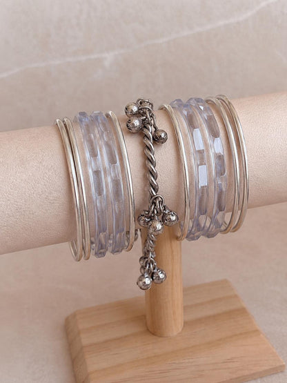 Acrylic Bangles with Metal Bangles set