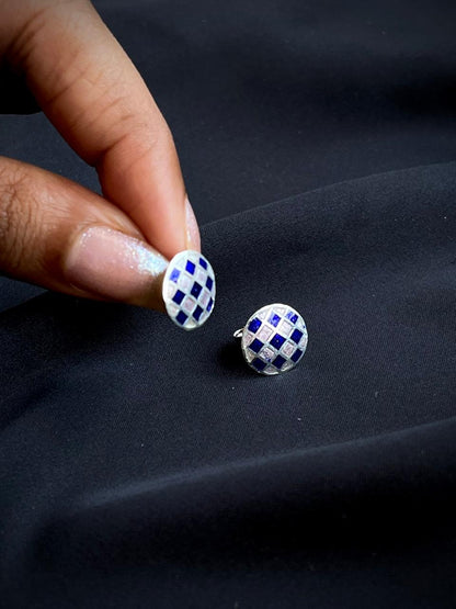 Meenakari Geometrical 92.5 Silver Stud Earring