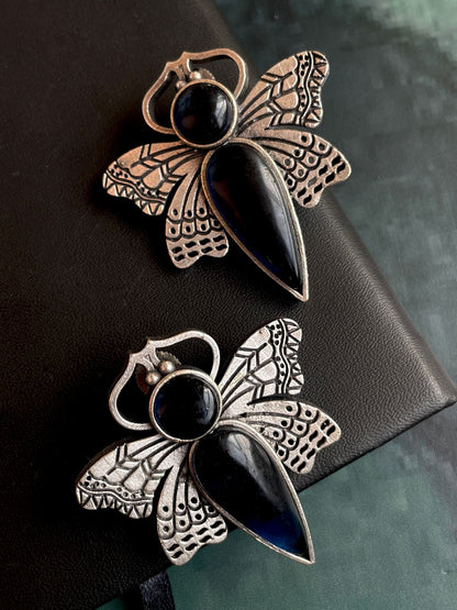 Butterflies Shape Oxidized Stud Earring