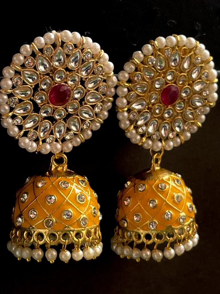 Meenakari Dome Shape Jhumka Earring