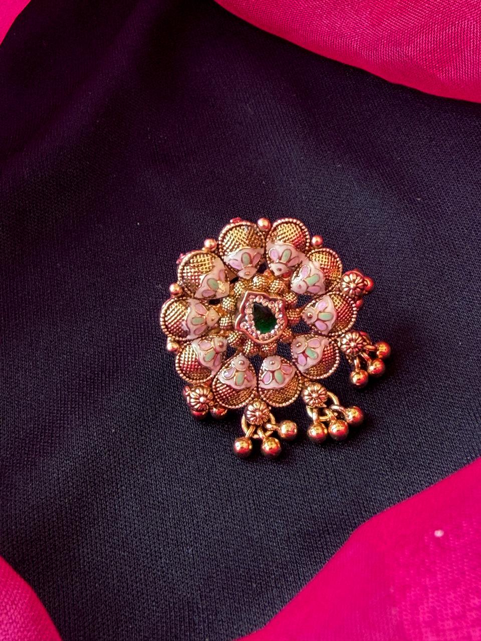 Rajwadi Golden Partywear Ring