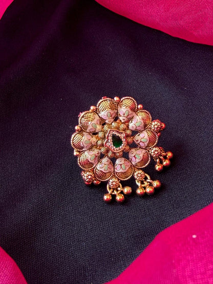 Rajwadi Golden Partywear Ring