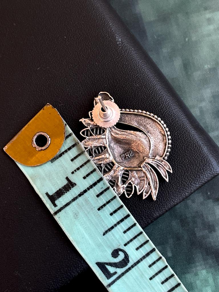 Oxidized Peacock Design Stud Earring