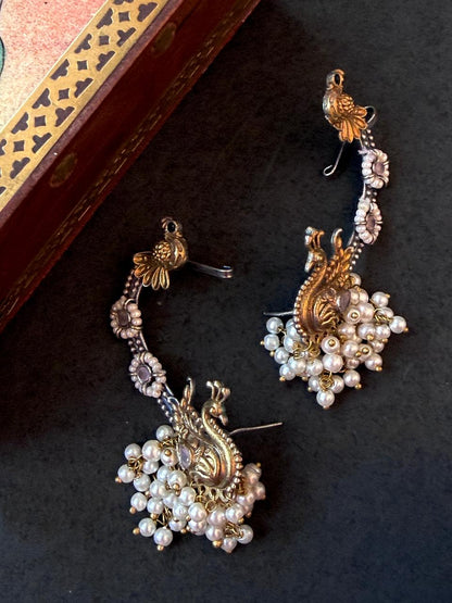 Peacock shape Dual Tone Partywear Earr Cuff