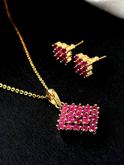 AD Square Pendant with Earring Set