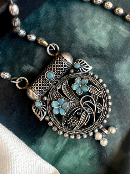 Black Polish Oxidized Pendant Necklace