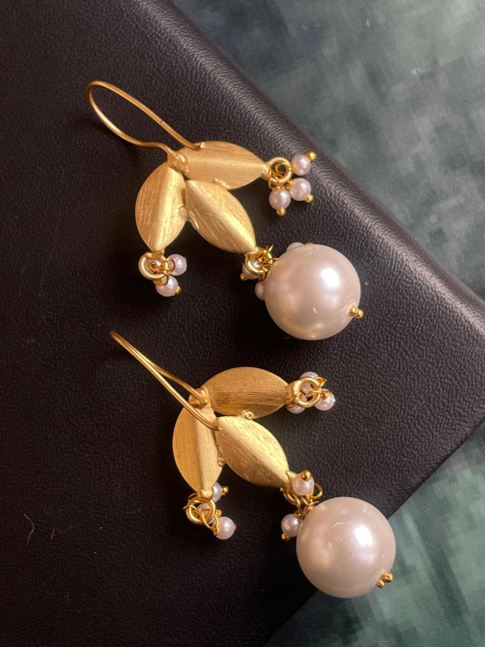 Pearl with Golden Top Stud Earring