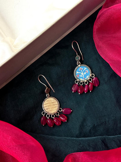 Hand Painted Beaded Oxidized Earring