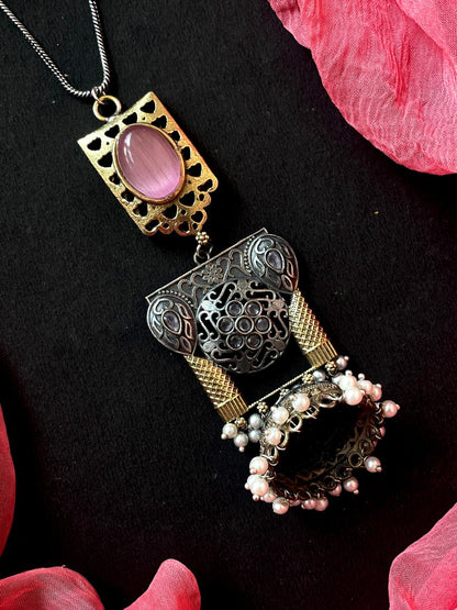 Dual Tone Antique Look Partywear chain Necklace