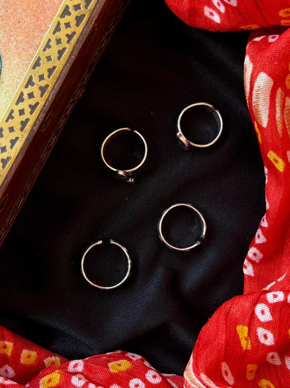 Silver Replica Oxidized Toe Ring (Set of 2 pairs)
