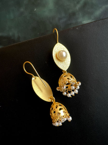 Golden Pearl Top with Golden Jhumki Earring