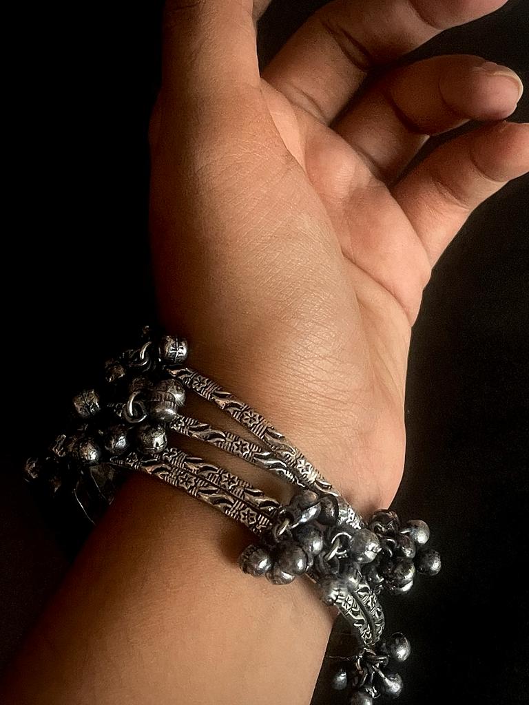 Brass Oxidized Bangles with Ghunghroo