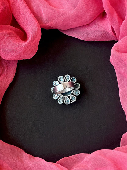 Floral Silver Replica Ethnic Ring