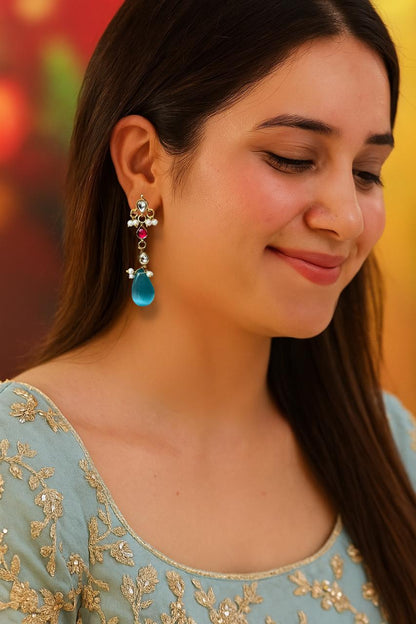 Monalisa Stone Pachi Kundan Beaded Earring