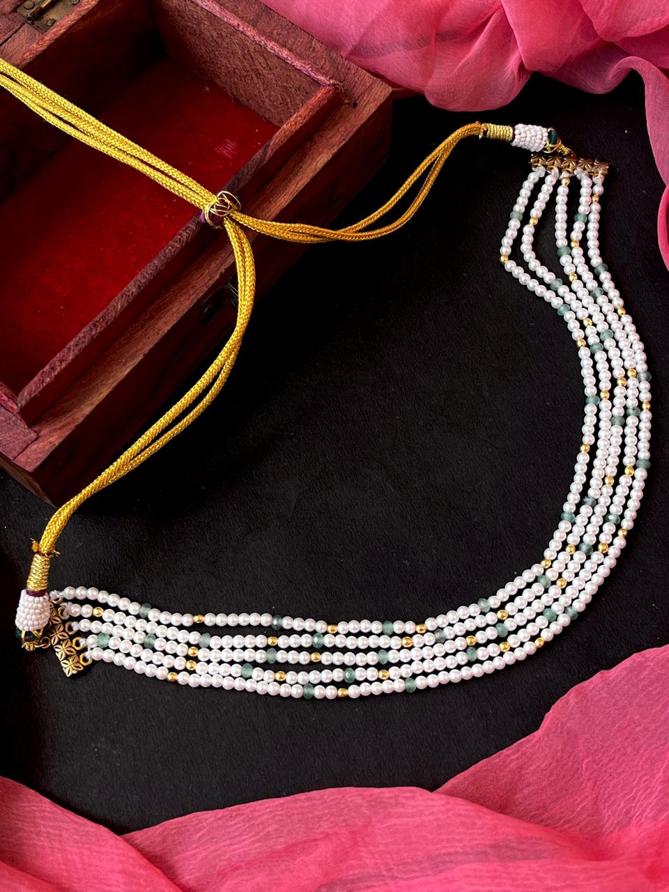 Pearl Five Layer Mala Choker Necklace