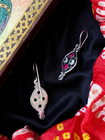 Monalisa Stone Oxidized Hanging Earring