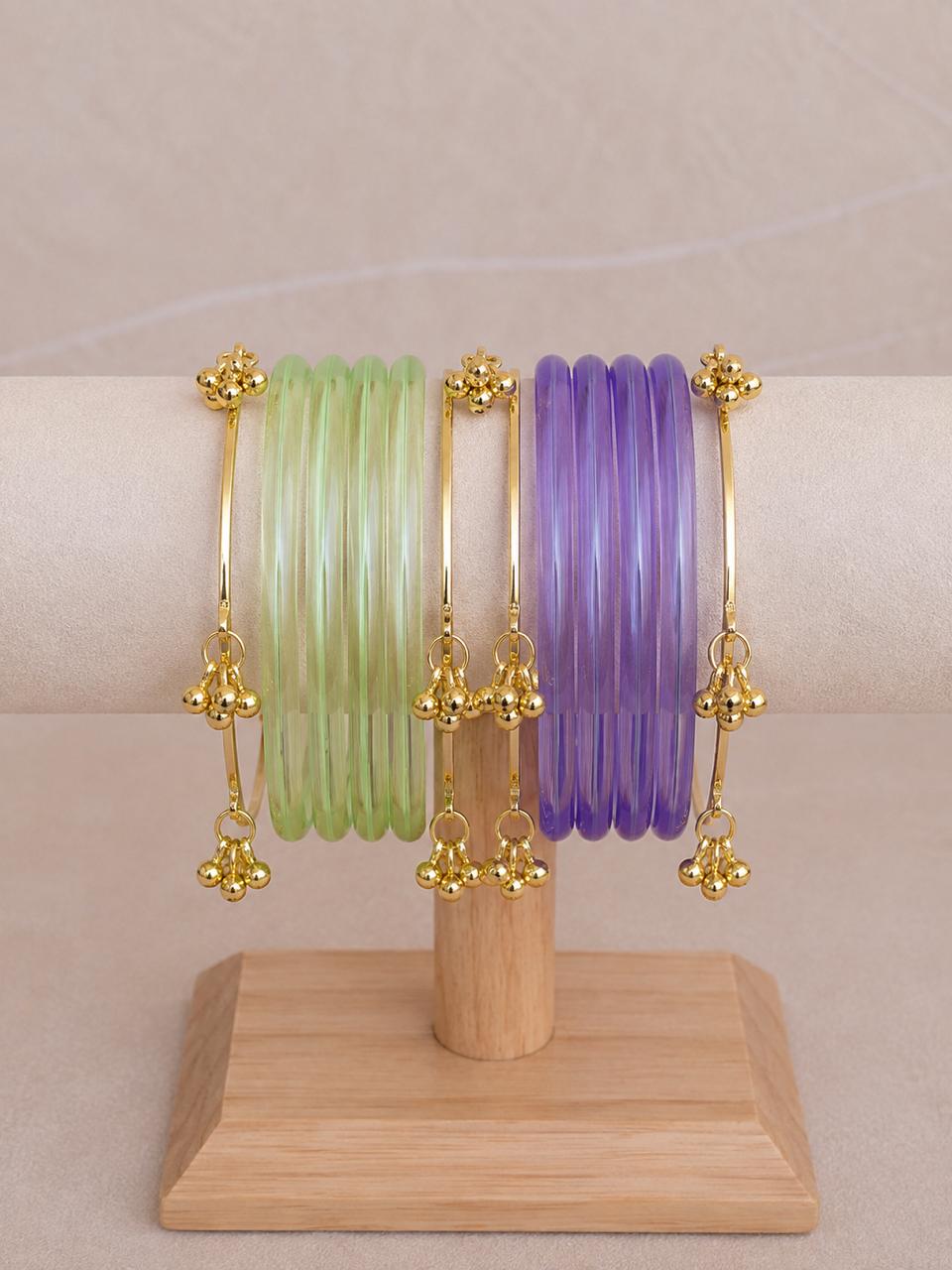 Acrylic Bangles with Metal Bangles set